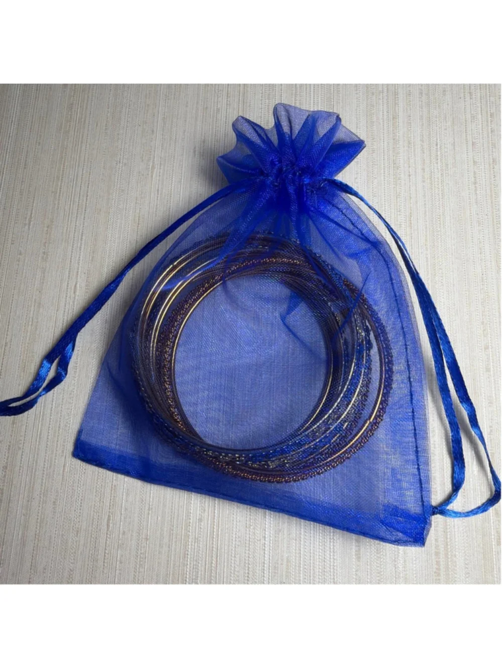 Blue and gold children's bangles set with rhinestones